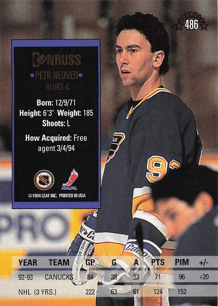 1993-94 Donruss Hockey Petr Nedved #486