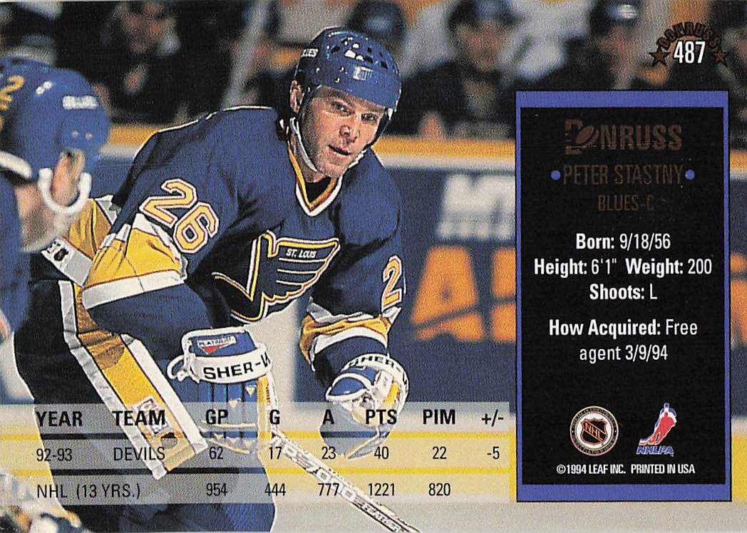 1993-94 Donruss Hockey Peter Stastny #487