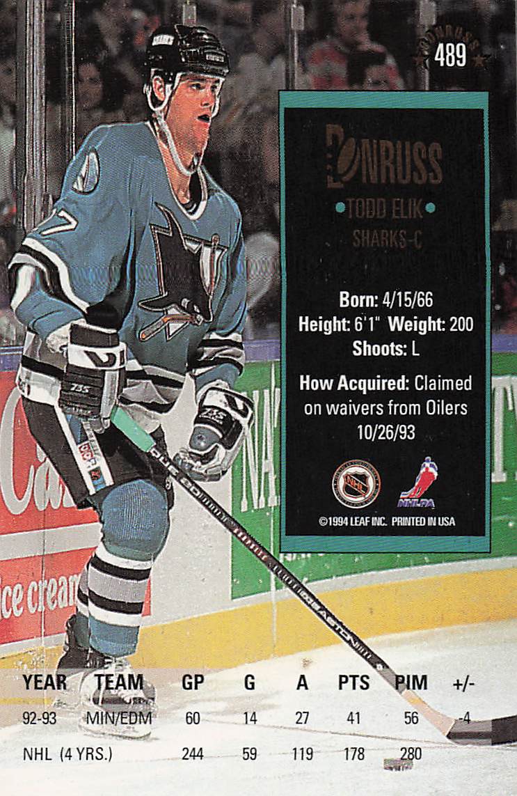 1993-94 Donruss Hockey Andrei Nazarov #490 Rookie