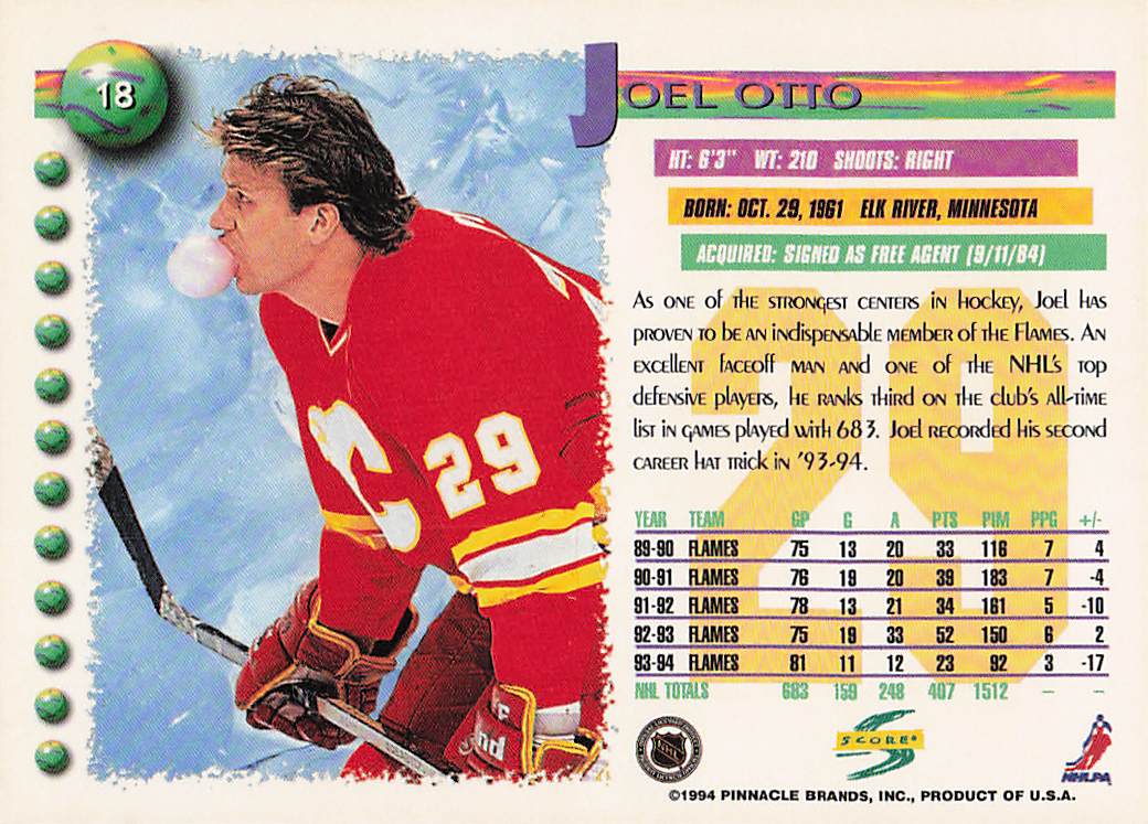 1994-95 Score Hockey Joel Otto #18
