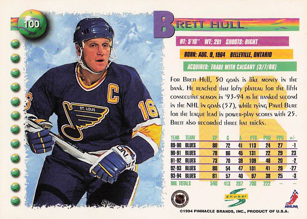 1994-95 Score Hockey Brett Hull #100