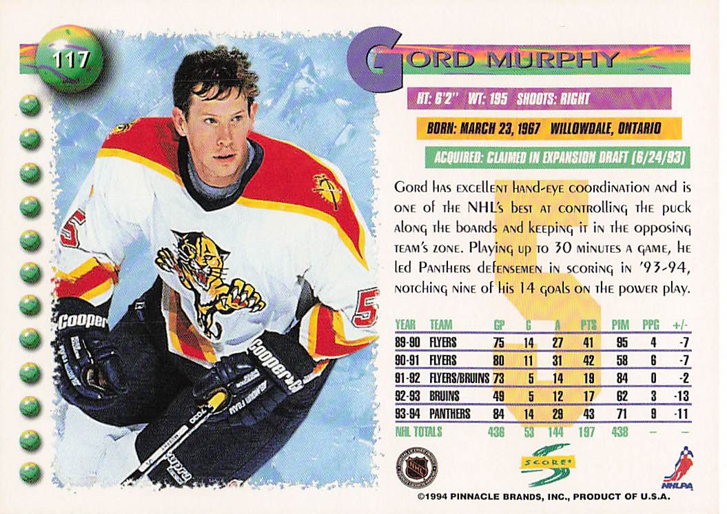 1994-95 Score Hockey Gord Murphy #117