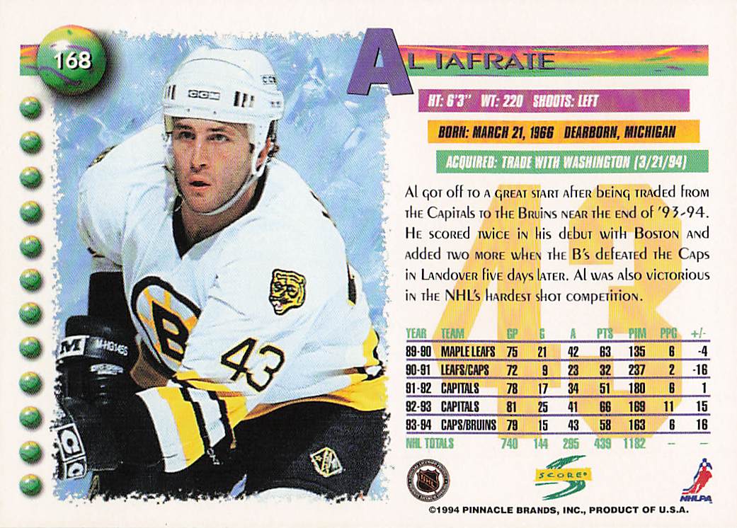 1994-95 Score Hockey Al Iafrate #168