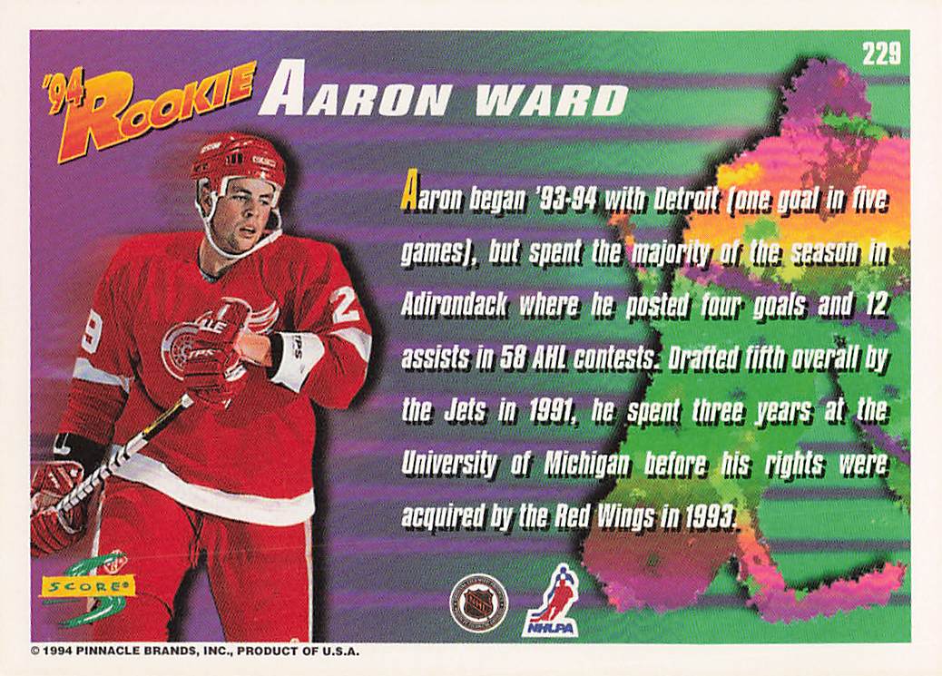 1994-95 Score Hockey Aaron Ward #229