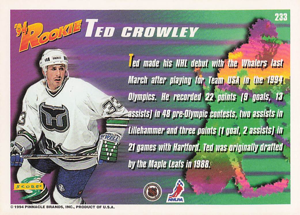 1994-95 Score Hockey Ted Crowley #233