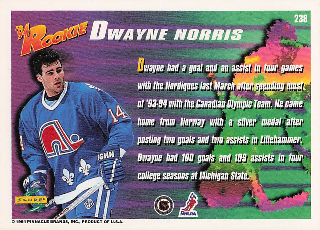 1994-95 Score Hockey Dwayne Norris #238
