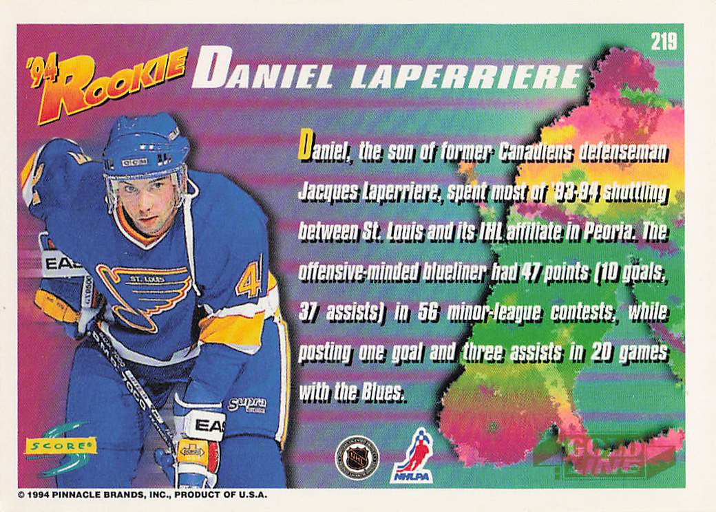 1994-95 Score Hockey Gold Line Daniel Laperriere #219 Rookie