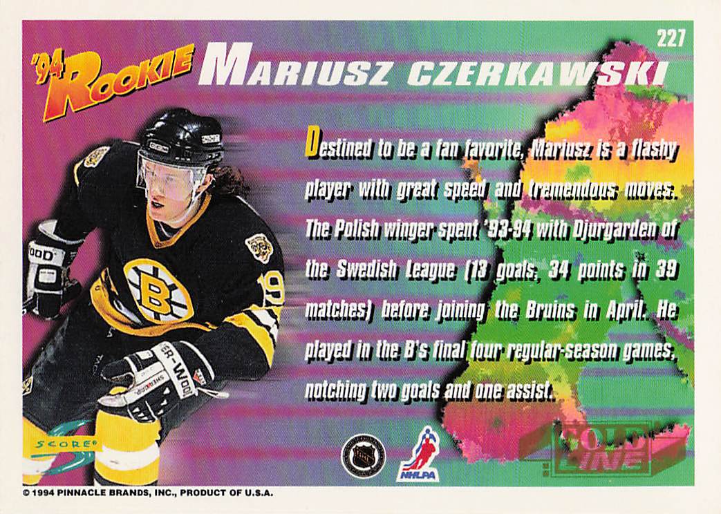 1994-95 Score Hockey Gold Line Mariusz Czerkawski #227 Rookie