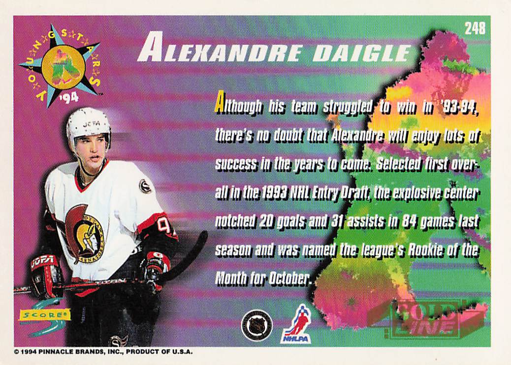 1994-95 Score Hockey Gold Line Alexandre Daigle #248