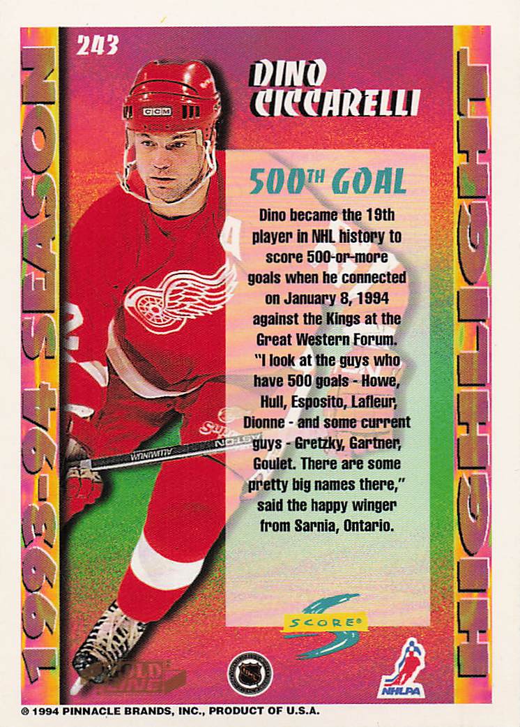 1994-95 Score Hockey Gold Line Dino Ciccarelli #243