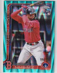 2025 Topps Chrome Baseball Aqua Raywave 084/199 Carlos Narváez #194 Rookie