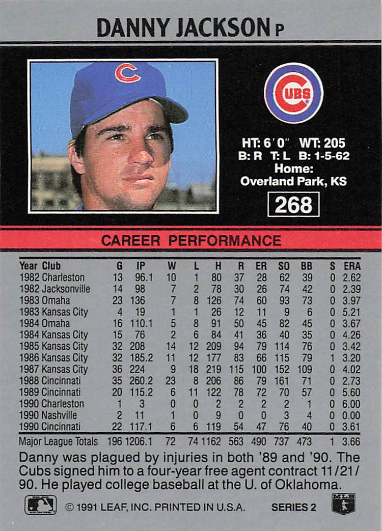 1991 Leaf Baseball Danny Jackson #268