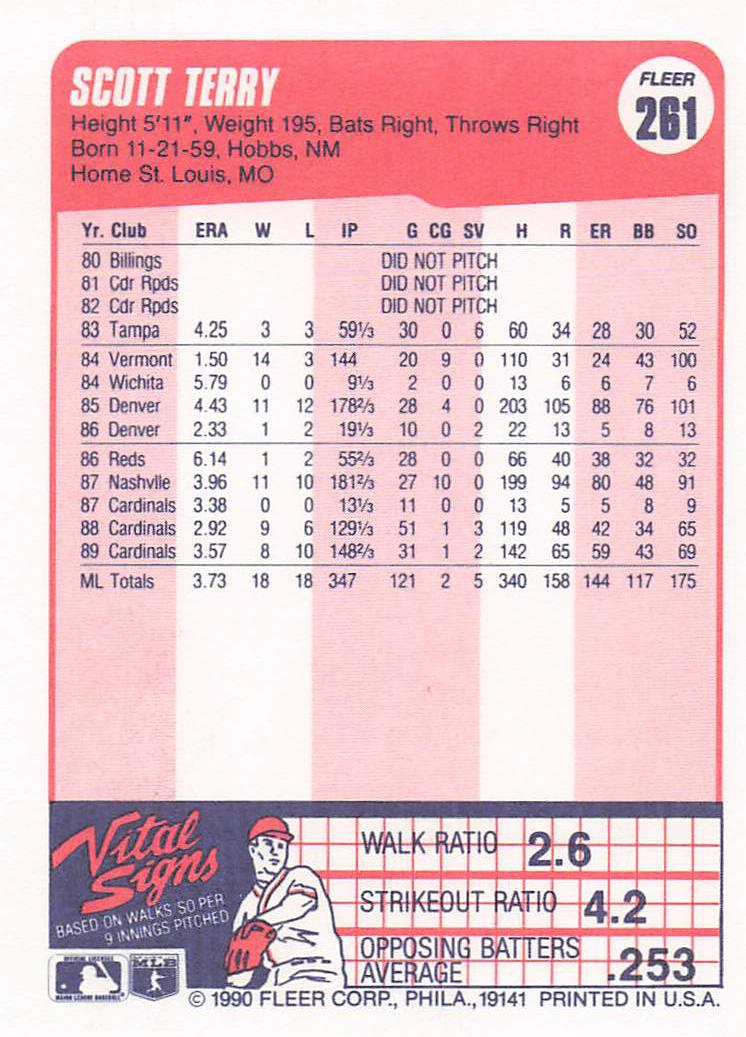 1990 Fleer Baseball Scott Terry #261b