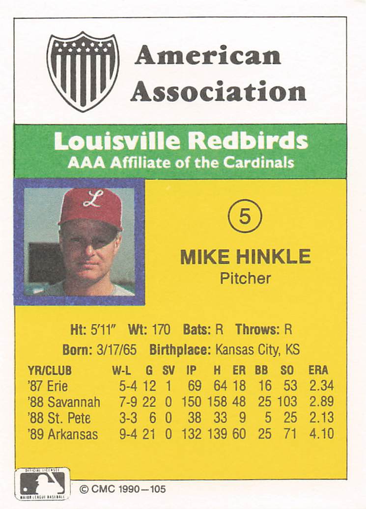 1990 CMC Baseball Mike Hinkle #105a