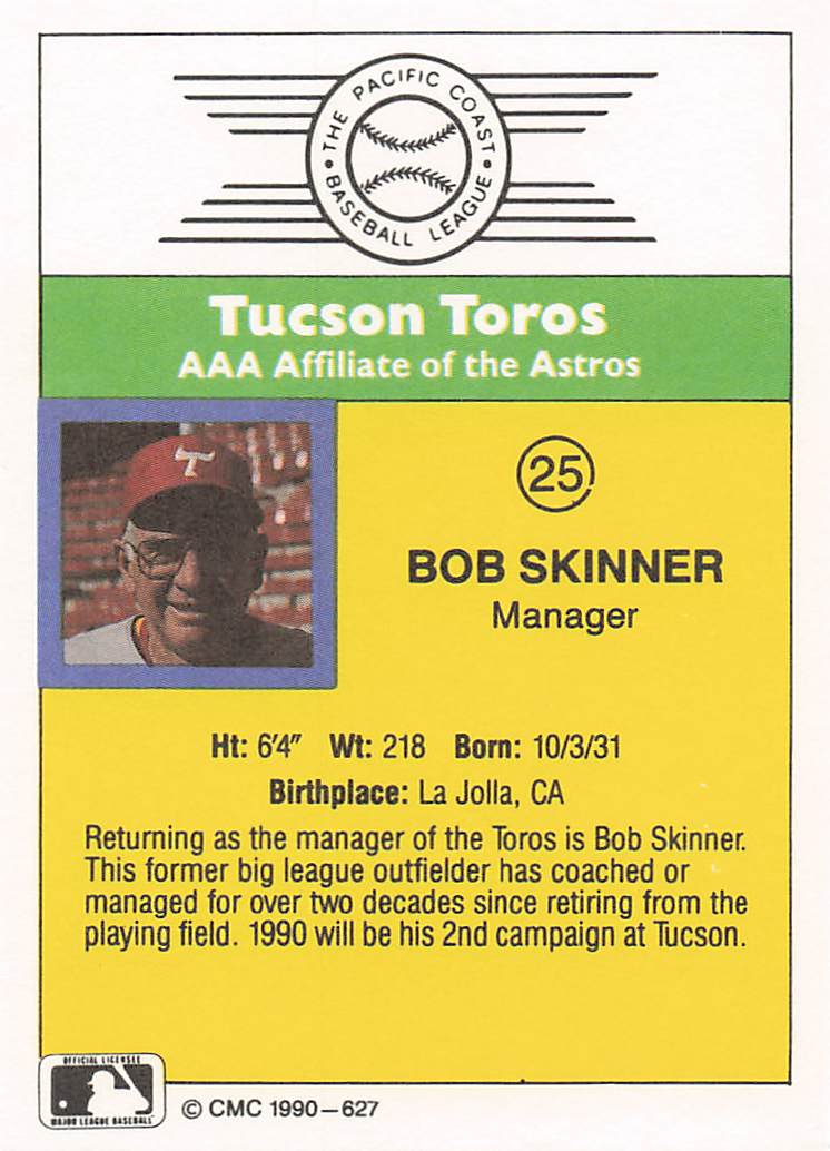 1990 CMC Baseball Bob Skinner #627