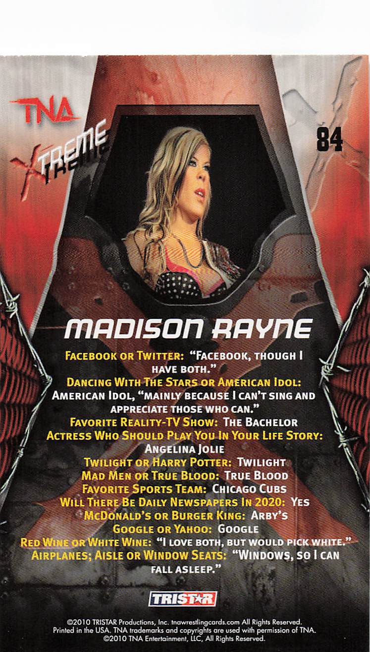2010 TriStar TNA Xtreme Wrestling Madison Rayne #84