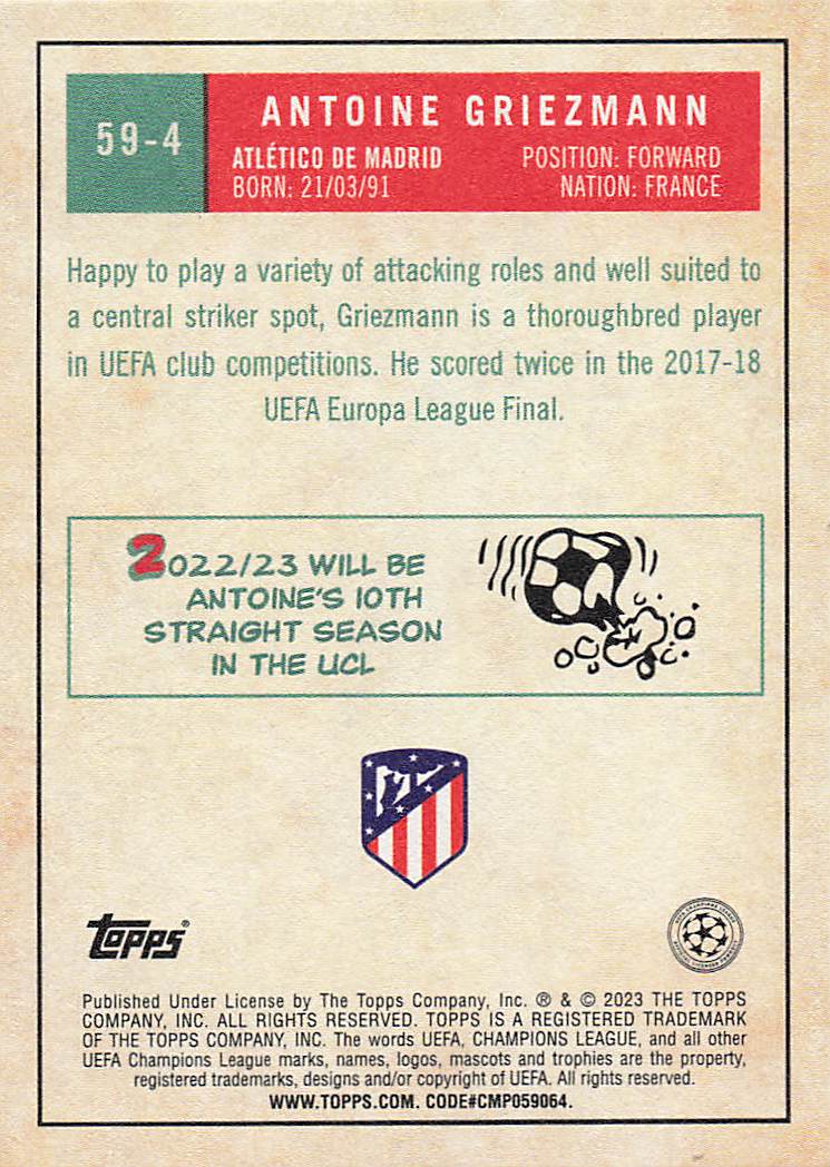 2022-23 Topps UEFA Club Competitions Soccer 1959 Topps Antoine Griezmann #59-4