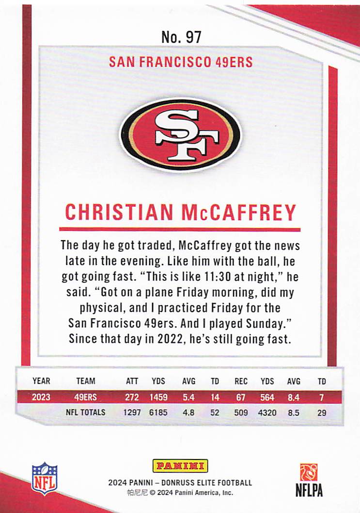 2024 Donruss Elite Football Christian McCaffrey #97