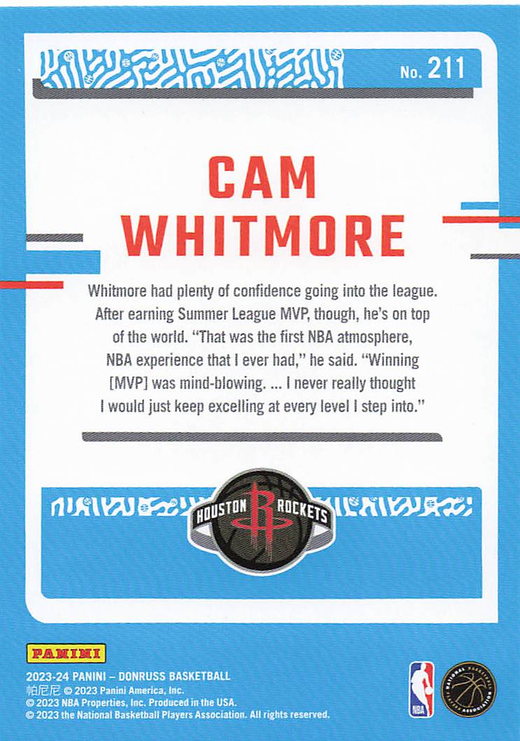 2023-24 Donruss Basketball Cam Whitmore #211 Rookie
