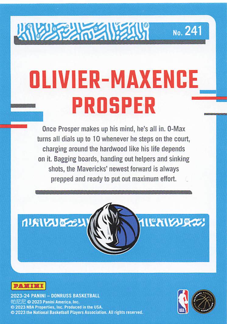 2023-24 Donruss Basketball Olivier-Maxence Prosper #241 Rookie