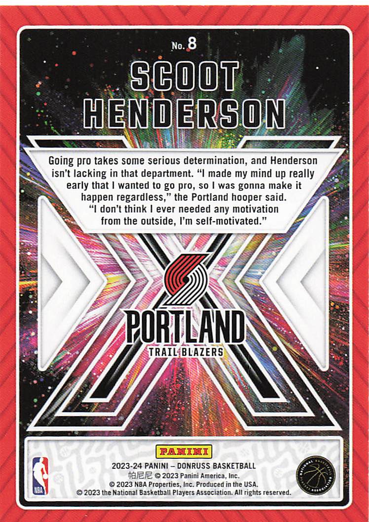 2023-24 Donruss Basketball Great X-Pectations Scoot Henderson #8