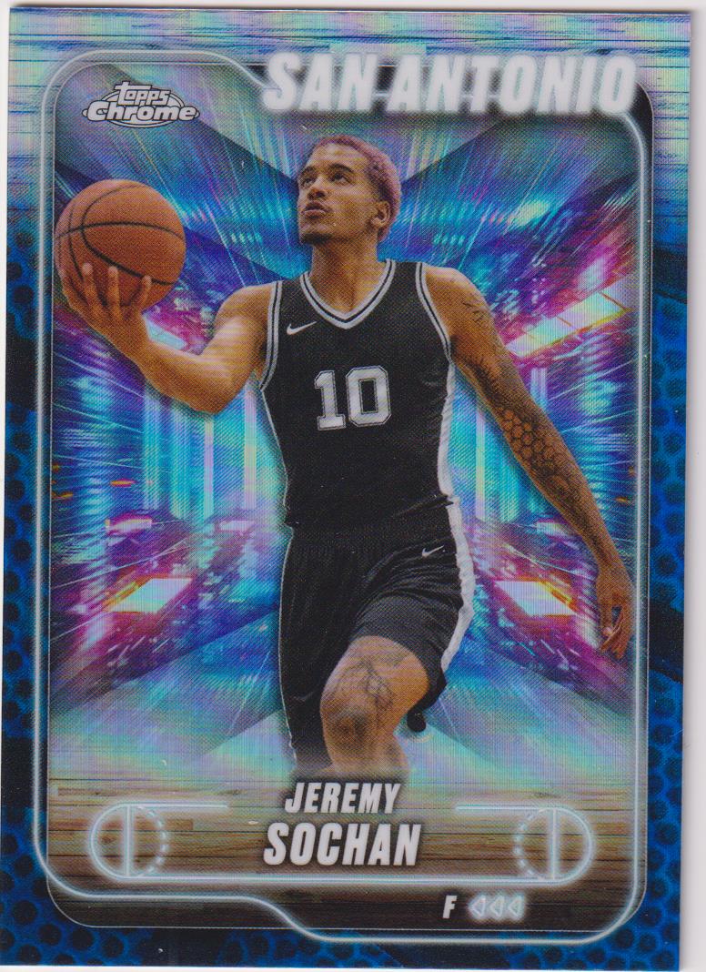 2024-25 Topps Chrome Basketball Blue Basketball Refractor Jeremy Sochan #181