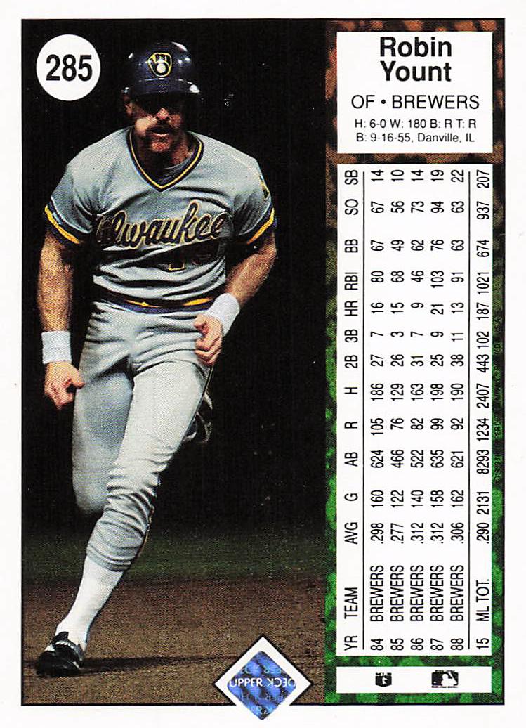 1989 Upper Deck Baseball Robin Yount #285
