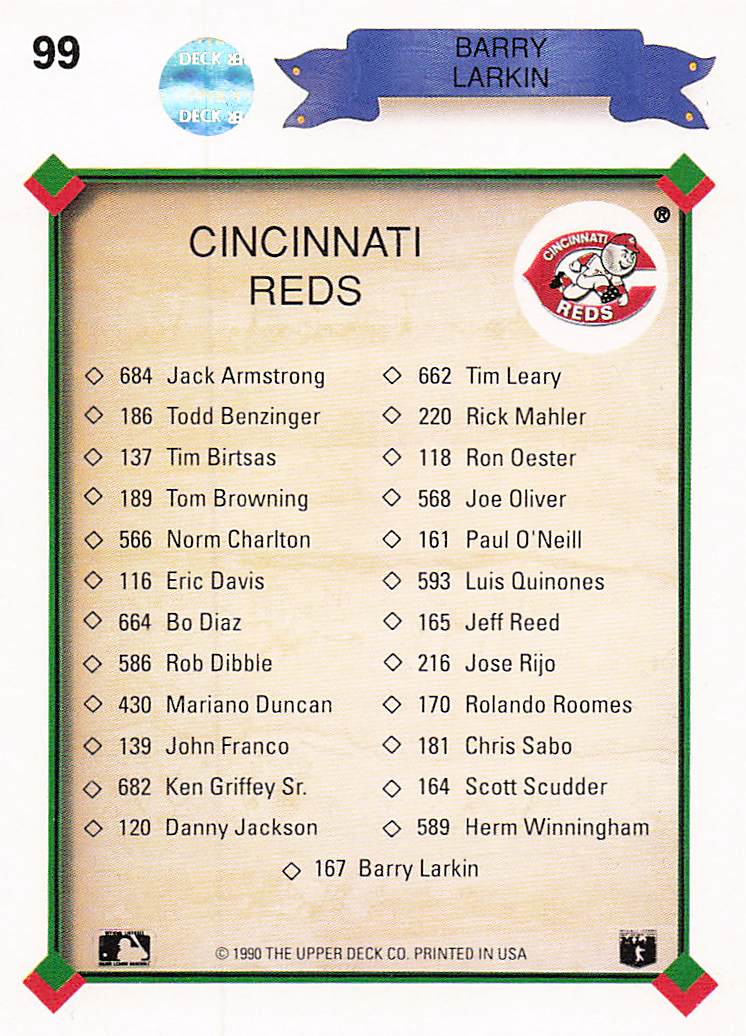 1990 Upper Deck Baseball Barry Larkin #99