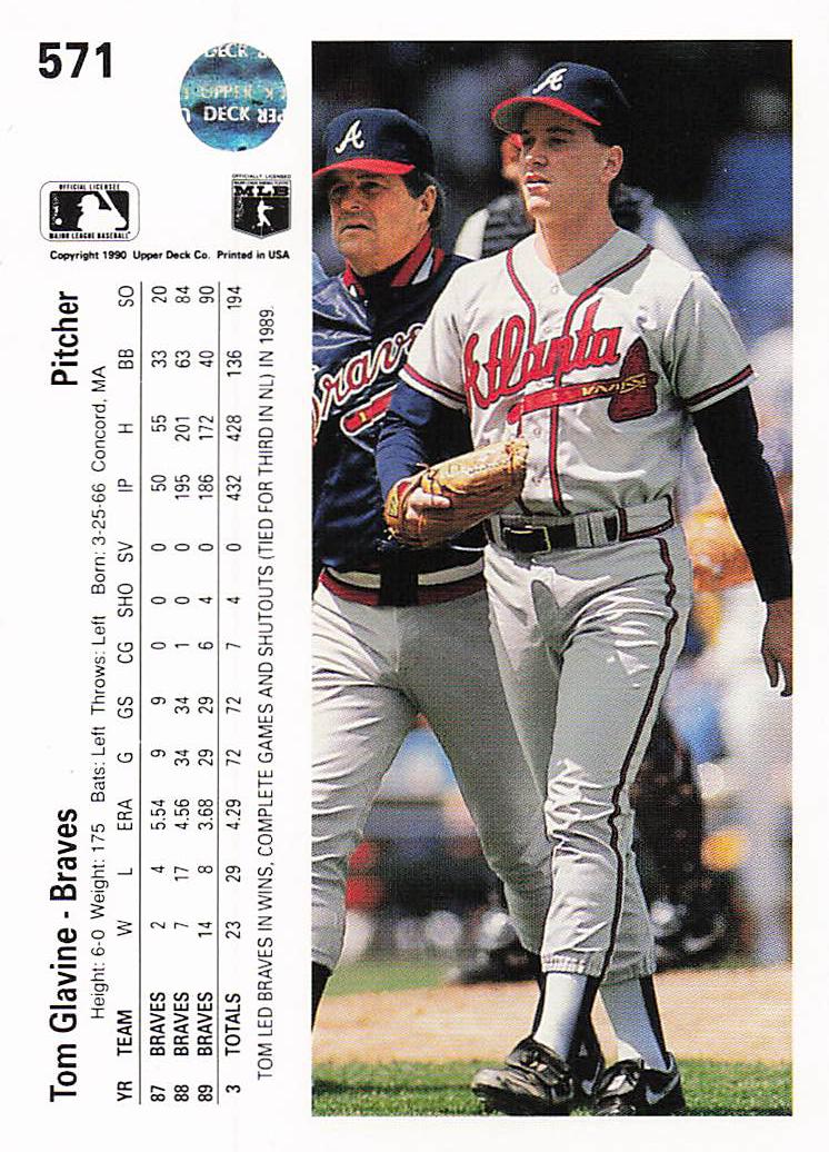 1990 Upper Deck Baseball Tom Glavine #571