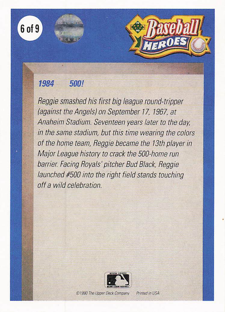 1990 Upper Deck Baseball Baseball Heroes: Reggie Jackson Reggie Jackson #6