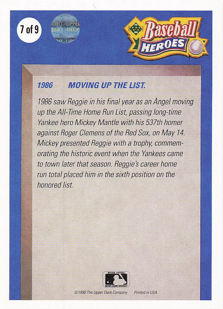 1990 Upper Deck Baseball Baseball Heroes: Reggie Jackson Reggie Jackson #7