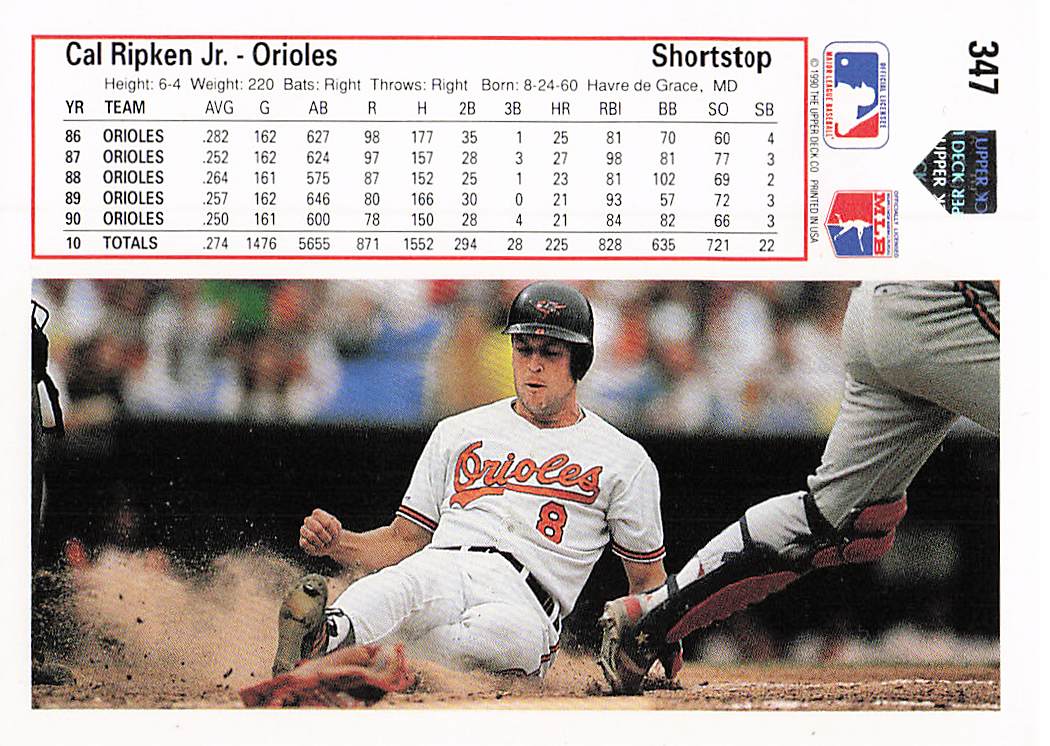 1991 Upper Deck Baseball Cal Ripken Jr. #347b