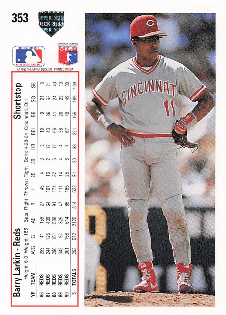 1991 Upper Deck Baseball Barry Larkin #353