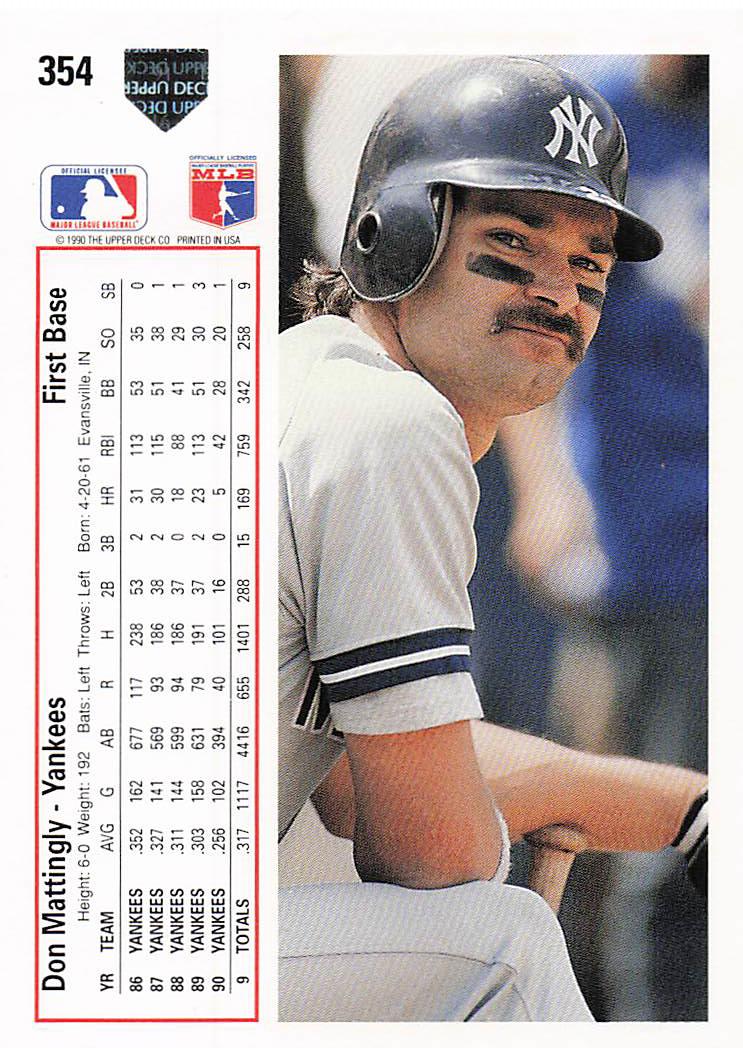 1991 Upper Deck Baseball Don Mattingly #354