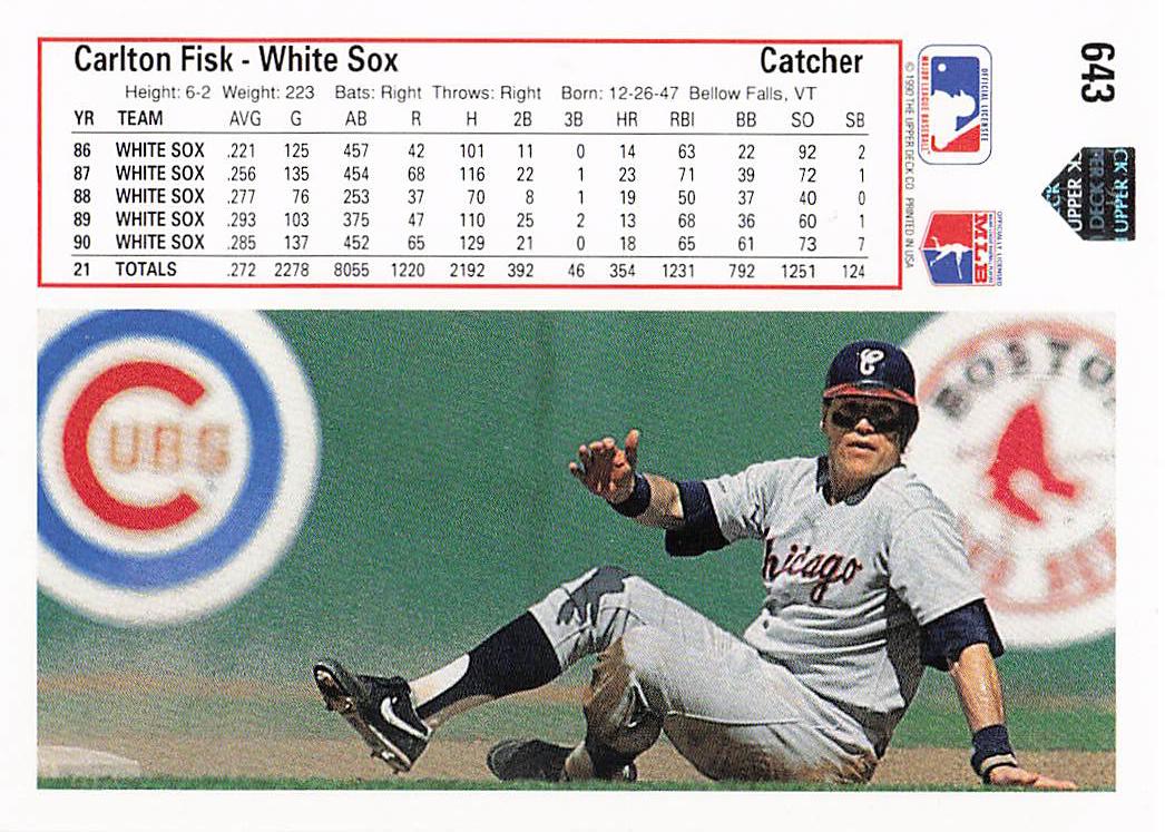 1991 Upper Deck Baseball Carlton Fisk #643c