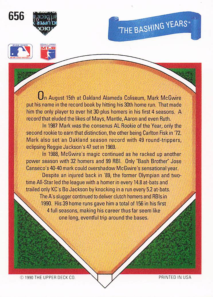 1991 Upper Deck Baseball "The Bashing Years" #656b