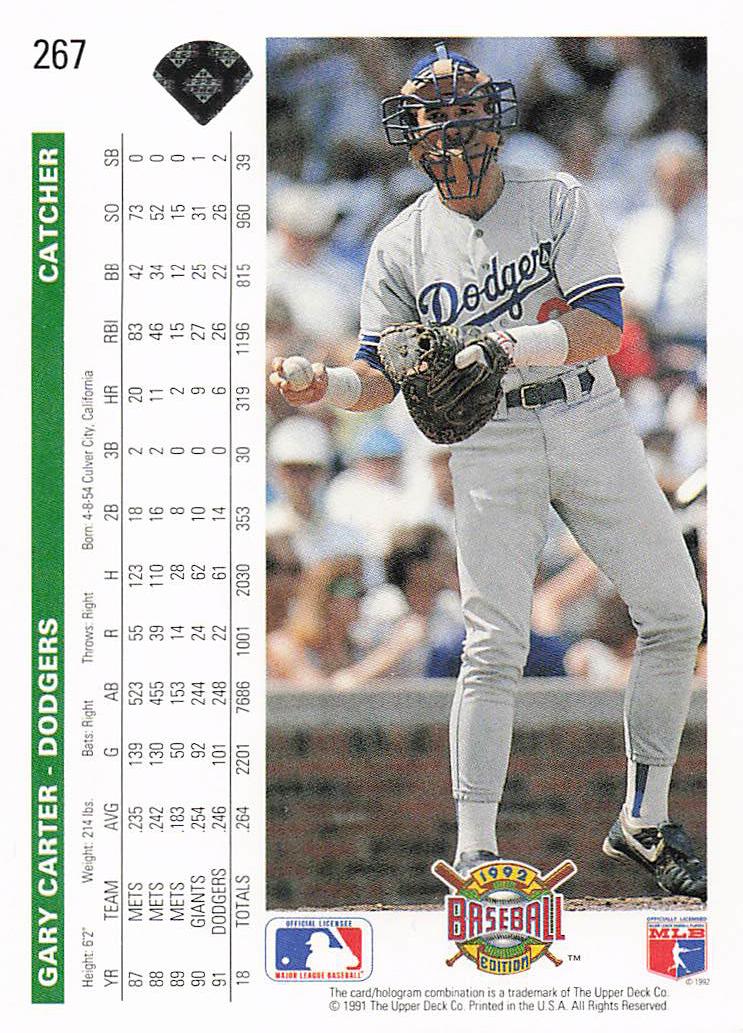 1992 Upper Deck Baseball Gary Carter #267