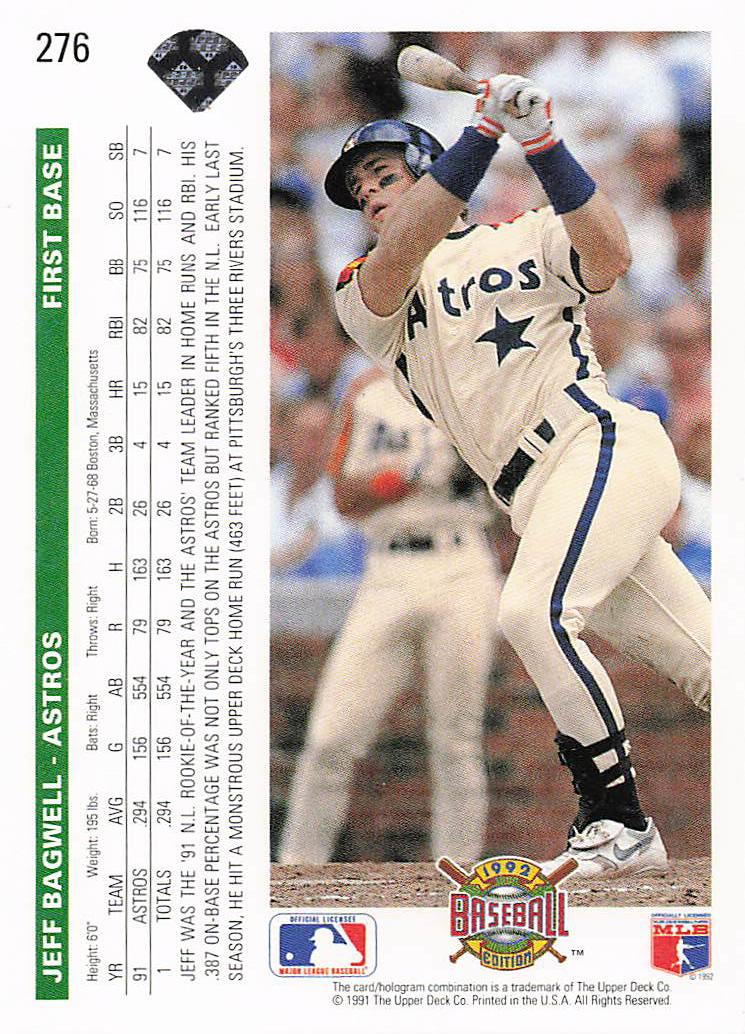1992 Upper Deck Baseball Jeff Bagwell #276