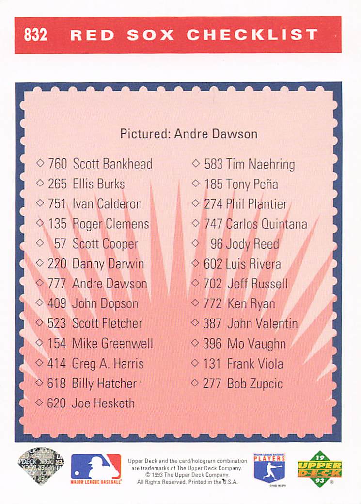 1993 Upper Deck Baseball Andre Dawson #832