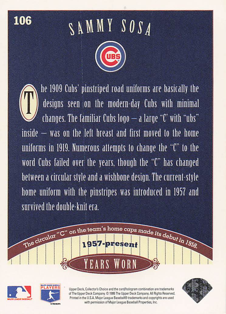 1996 Collector's Choice Baseball Silver Signature Sammy Sosa #106