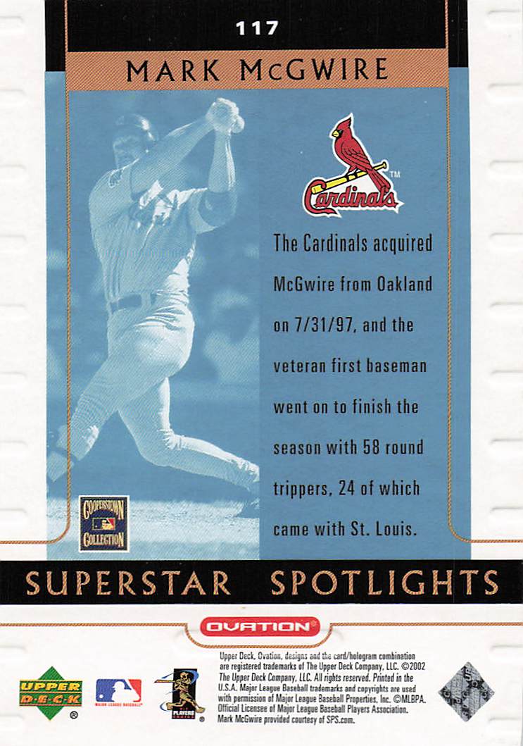 2002 Upper Deck Ovation Baseball Mark McGwire #117