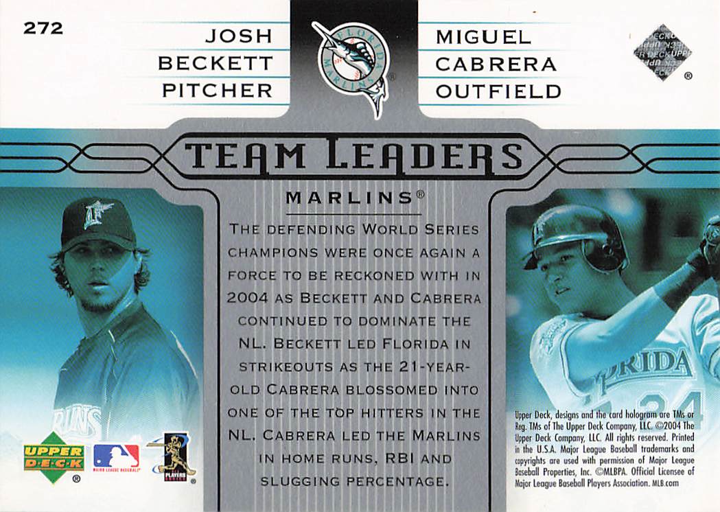 2005 Upper Deck Baseball Josh Beckett / Miguel Cabrera #272