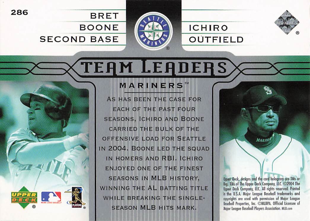 2005 Upper Deck Baseball Bret Boone / Ichiro #286