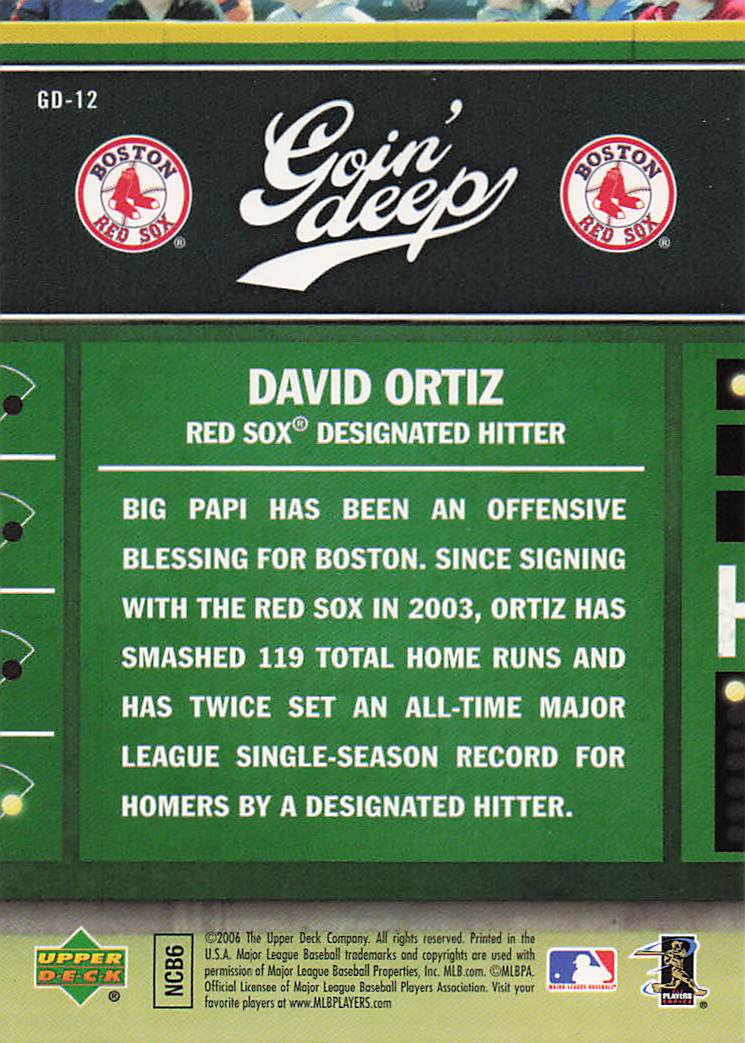 2006 Upper Deck First Pitch Baseball Goin Deep David Ortiz #GD-12