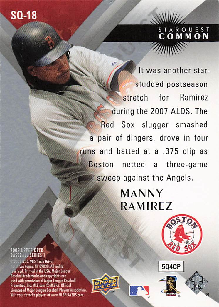 2008 Upper Deck Baseball StarQuest Common Manny Ramirez #SQ-18
