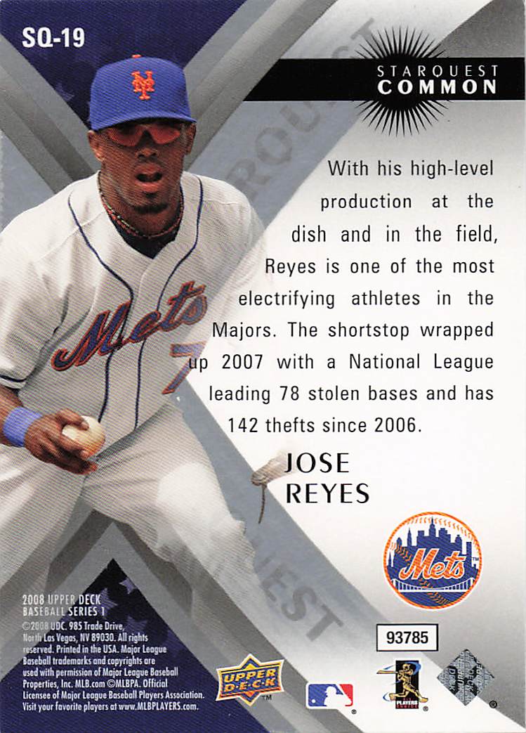 2008 Upper Deck Baseball StarQuest Common Jose Reyes #SQ-19