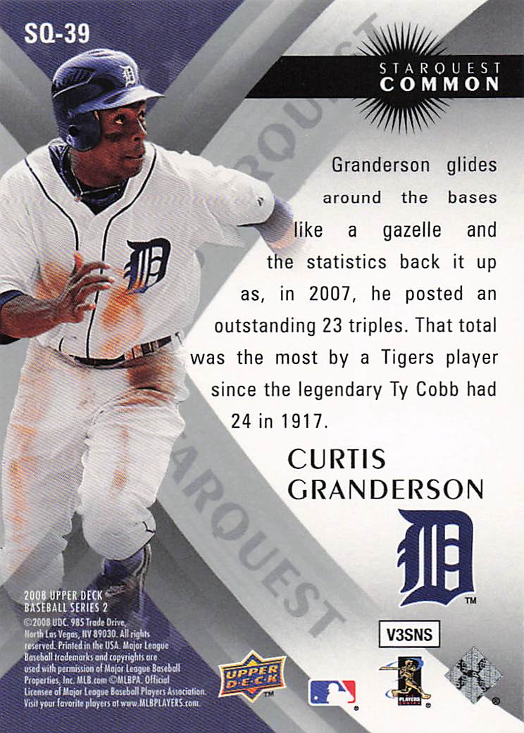 2008 Upper Deck Baseball StarQuest Common Curtis Granderson #SQ-39
