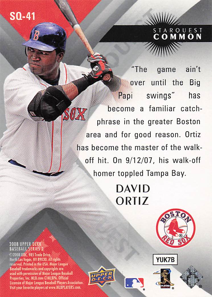 2008 Upper Deck Baseball StarQuest Common David Ortiz #SQ-41