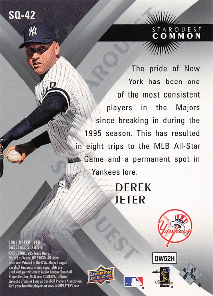 2008 Upper Deck Baseball StarQuest Common Derek Jeter #SQ-42