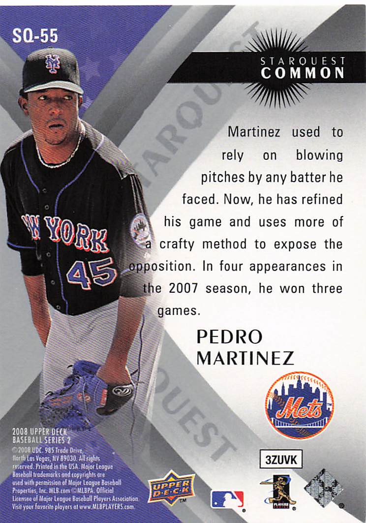 2008 Upper Deck Baseball StarQuest Common Pedro Martinez #SQ-55